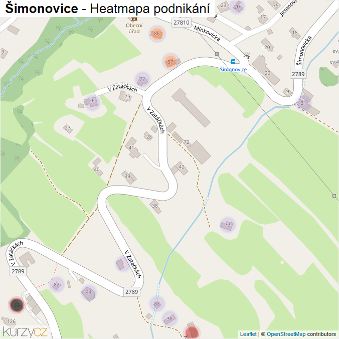 Mapa Šimonovice - Firmy v části obce.