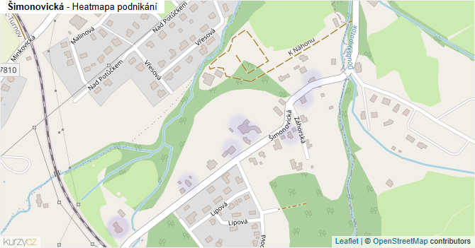 Šimonovická - mapa podnikání