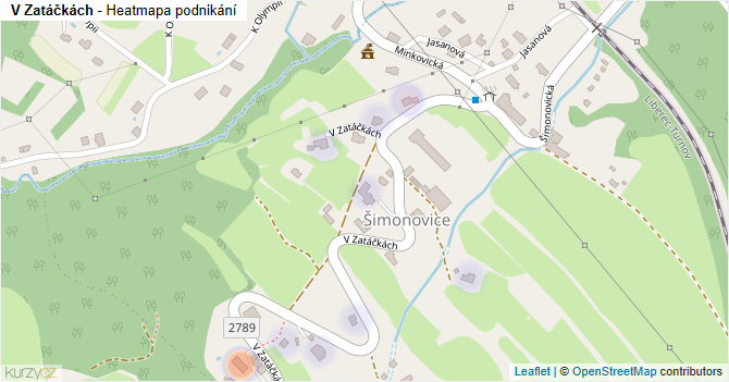 V Zatáčkách - mapa podnikání
