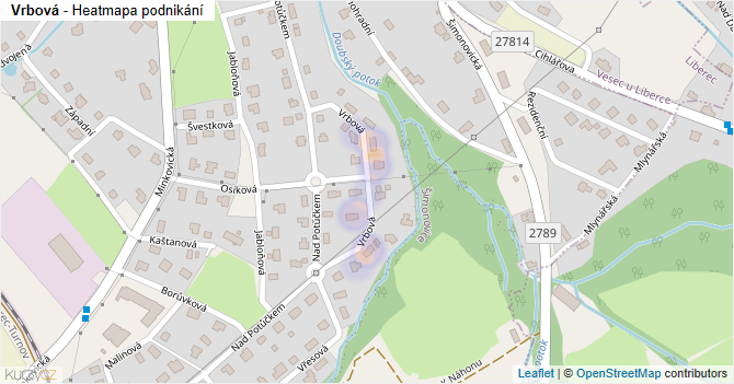 Vrbová - mapa podnikání
