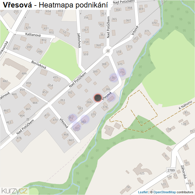 Mapa Vřesová - Firmy v ulici.