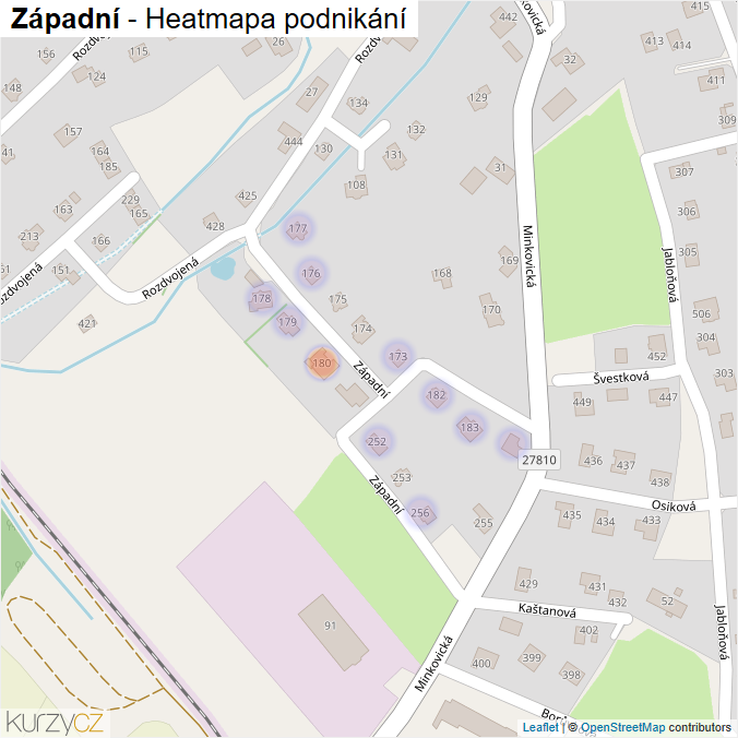 Mapa Západní - Firmy v ulici.