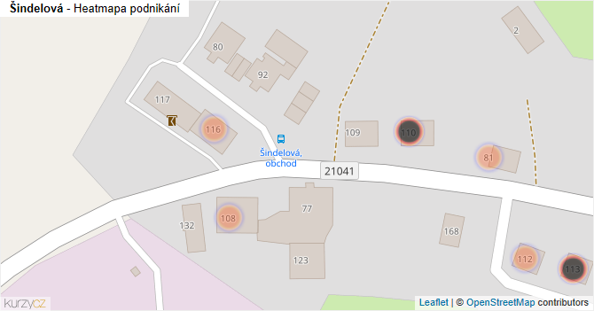 Šindelová - mapa podnikání