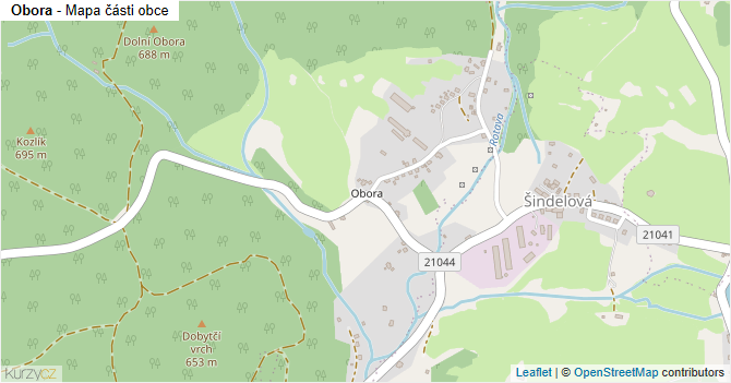 Obora - mapa části obce