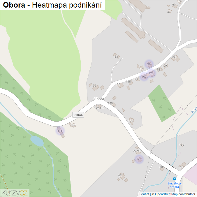Mapa Obora - Firmy v části obce.