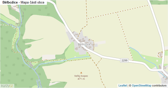 Bělbožice - mapa části obce
