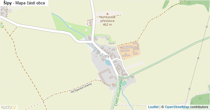Šípy - mapa části obce