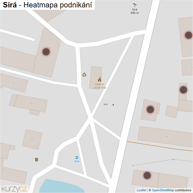 Mapa Sirá - Firmy v obci.