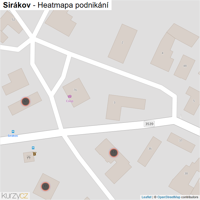 Mapa Sirákov - Firmy v obci.