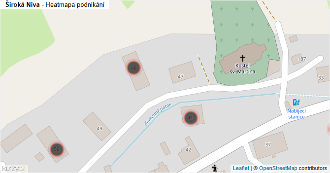 Široká Niva - mapa podnikání