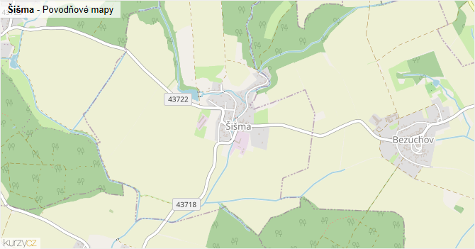 Šišma - záplavové mapy stoleté vody