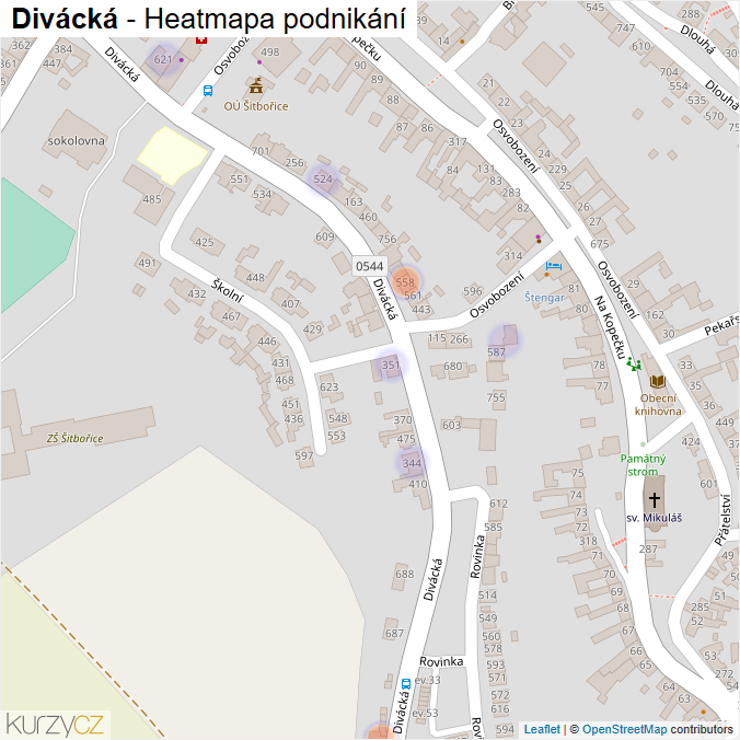 Mapa Divácká - Firmy v ulici.