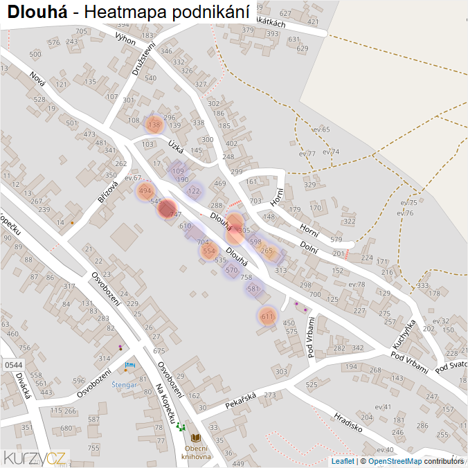 Mapa Dlouhá - Firmy v ulici.