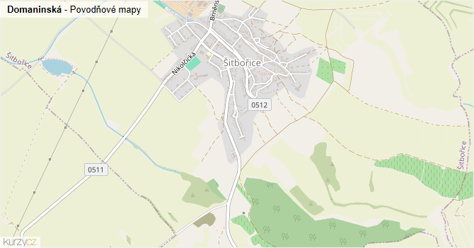 Domaninská - záplavové mapy stoleté vody