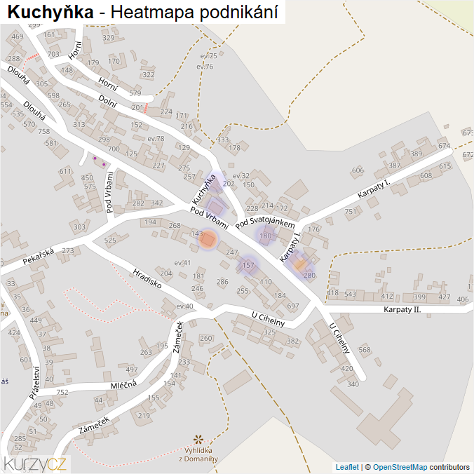 Mapa Kuchyňka - Firmy v ulici.