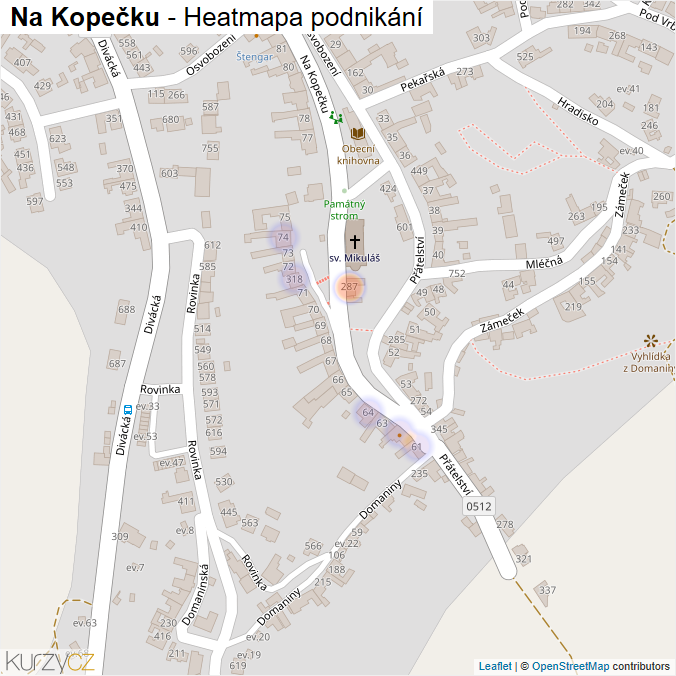 Mapa Na Kopečku - Firmy v ulici.