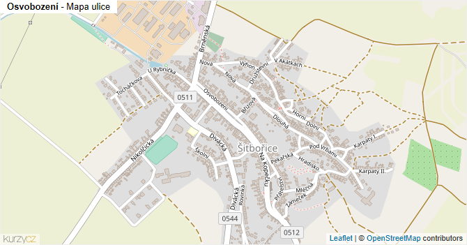 Osvobození - mapa ulice