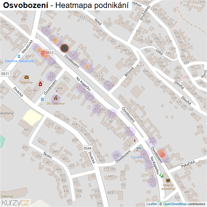 Mapa Osvobození - Firmy v ulici.