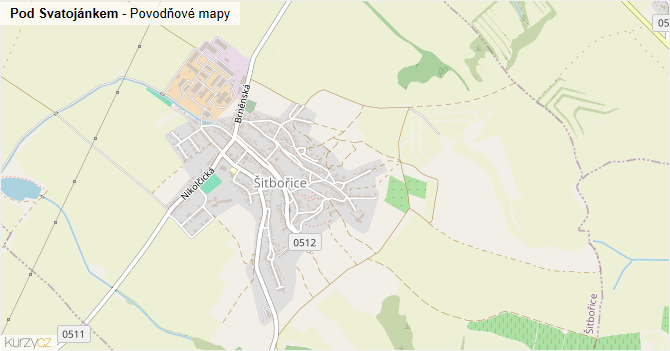 Pod Svatojánkem - záplavové mapy stoleté vody