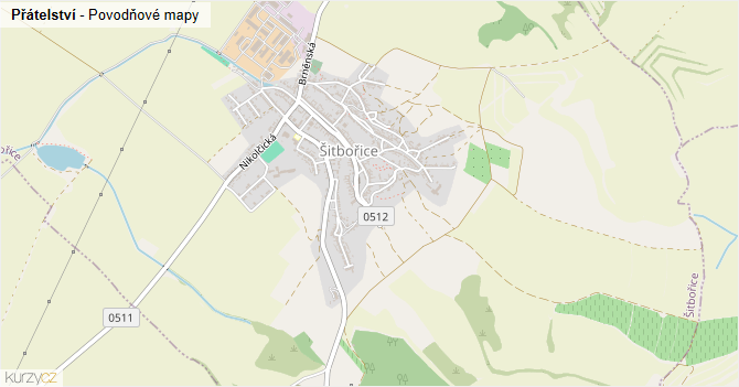 Přátelství - záplavové mapy stoleté vody