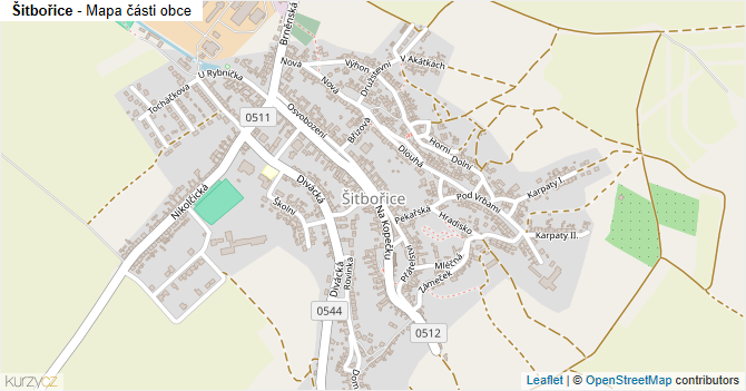 Šitbořice - mapa části obce