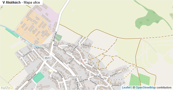 V Akátkách - mapa ulice