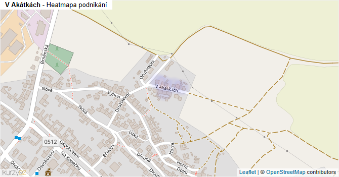 V Akátkách - mapa podnikání