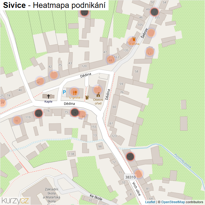 Mapa Sivice - Firmy v obci.