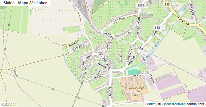 Sivice - mapa části obce