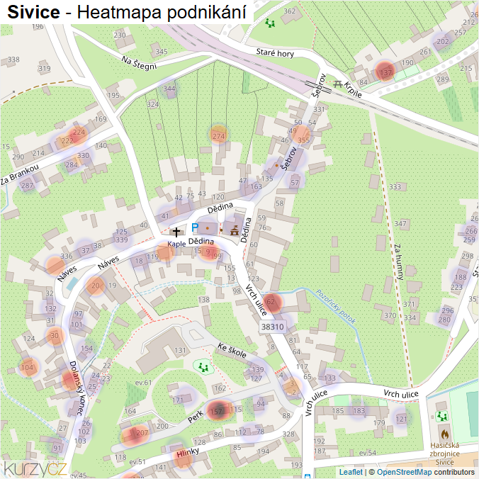 Mapa Sivice - Firmy v části obce.