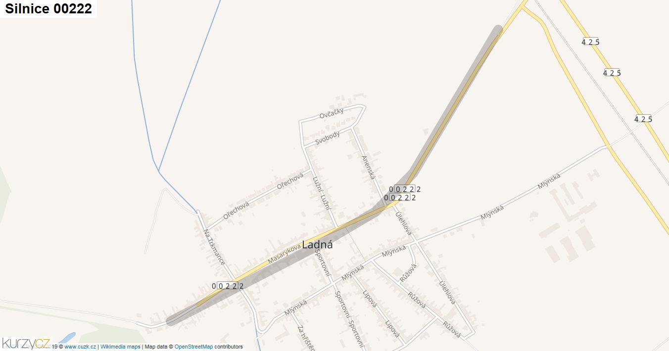 Silnice 00222 - mapa Silnice 00222