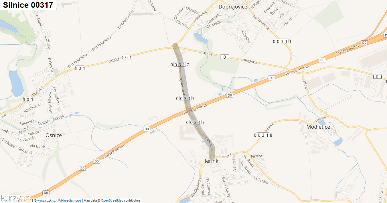 Silnice 00317 - mapa Silnice 00317