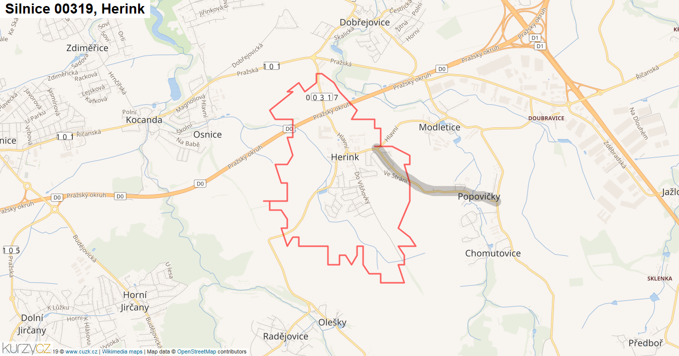 Herink, Silnice 00319 - Mapa