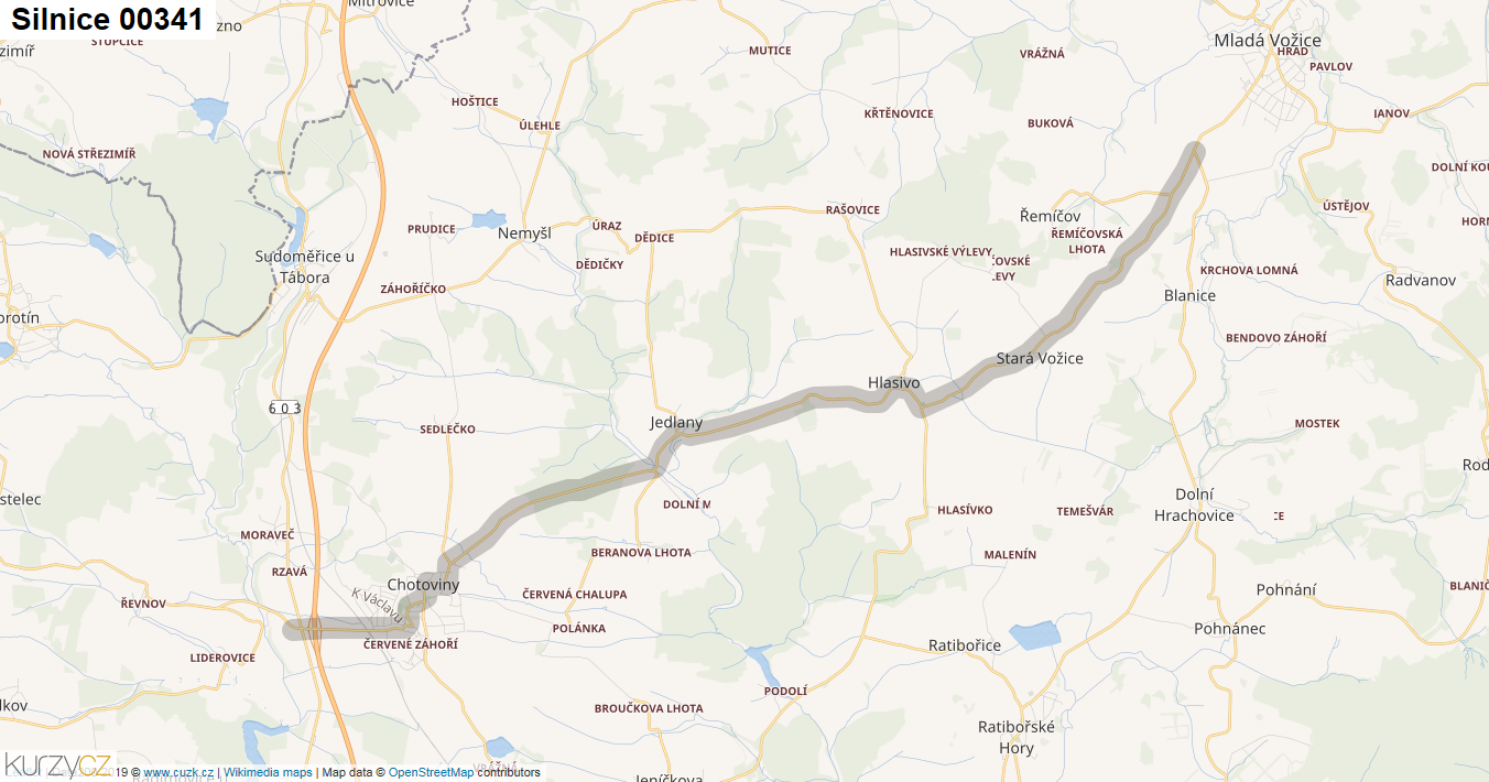Silnice 00341 - mapa Silnice 00341