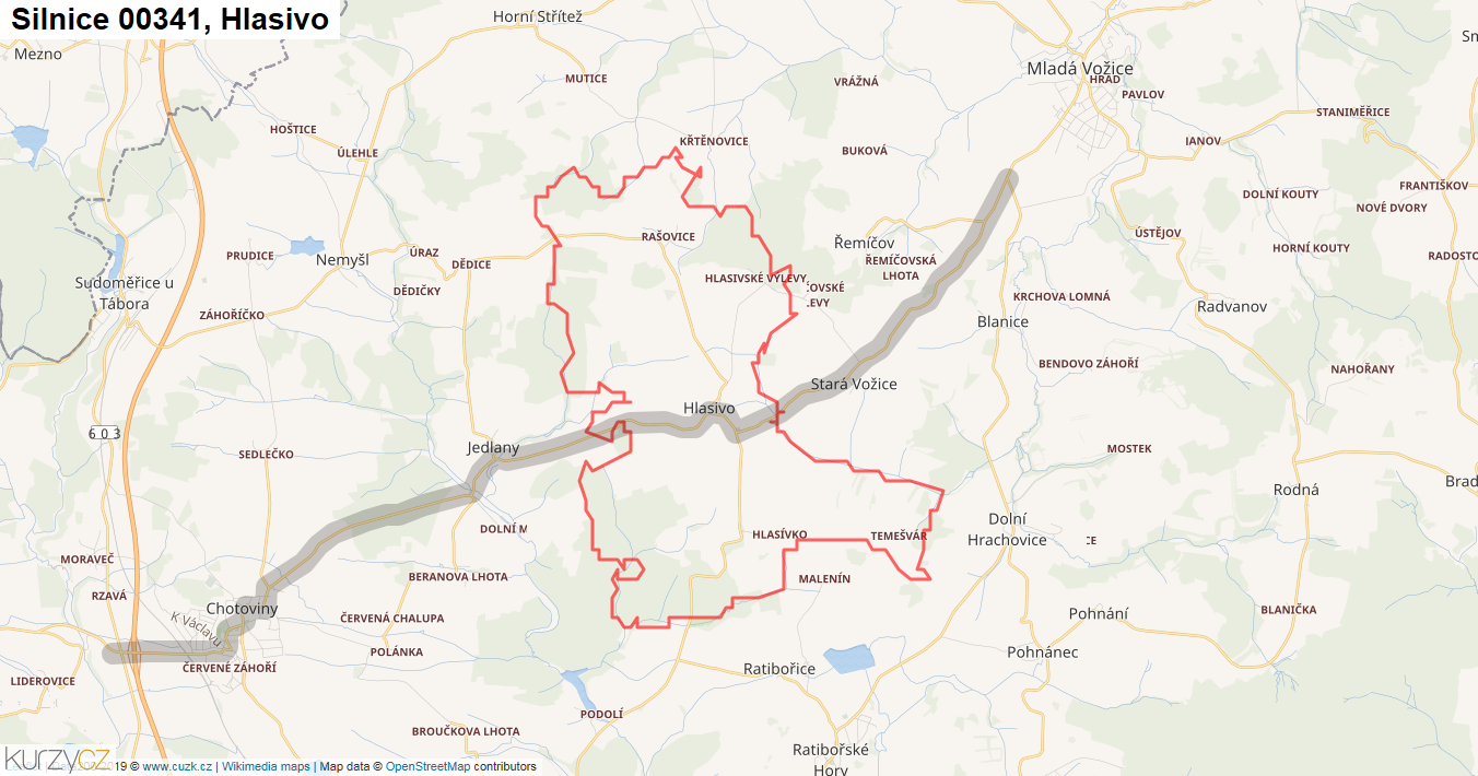 Hlasivo, Silnice 00341 - Mapa
