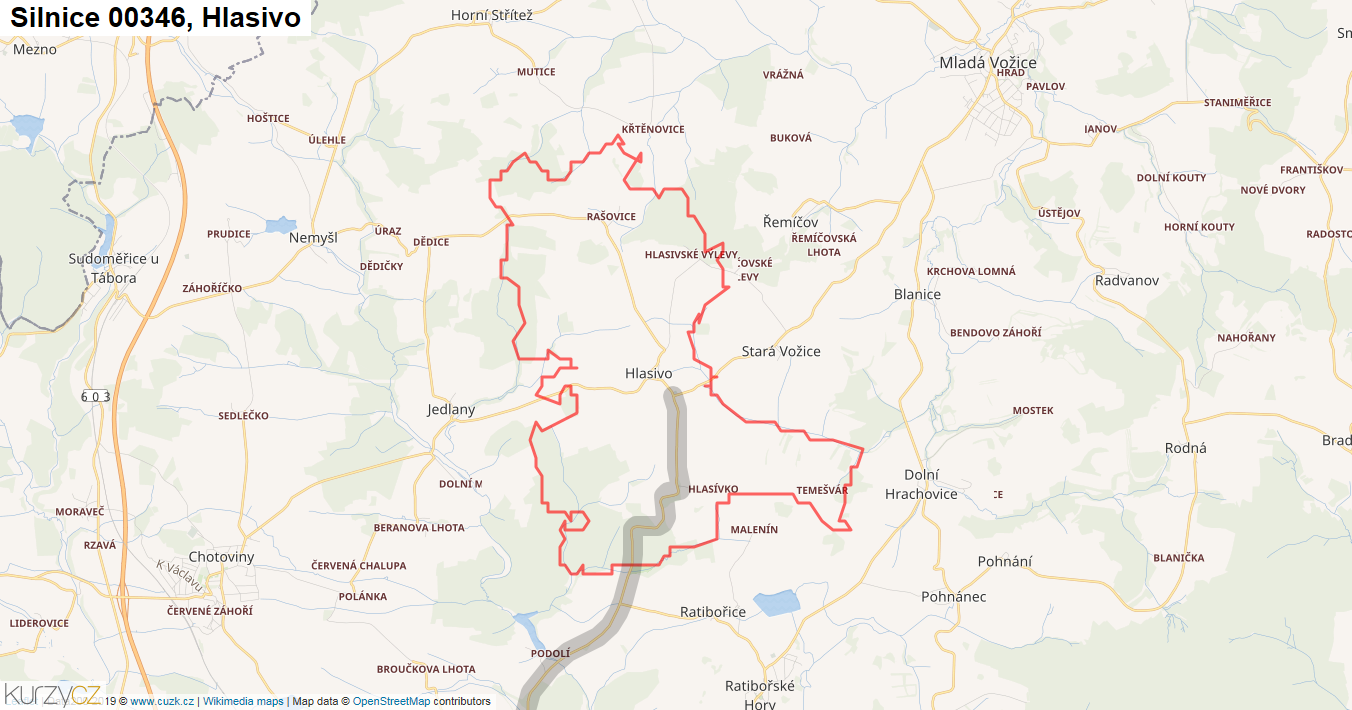 Hlasivo, Silnice 00346 - Mapa