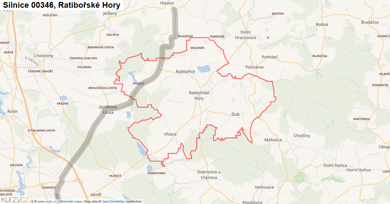 Ratibořské Hory, Silnice 00346 - Mapa