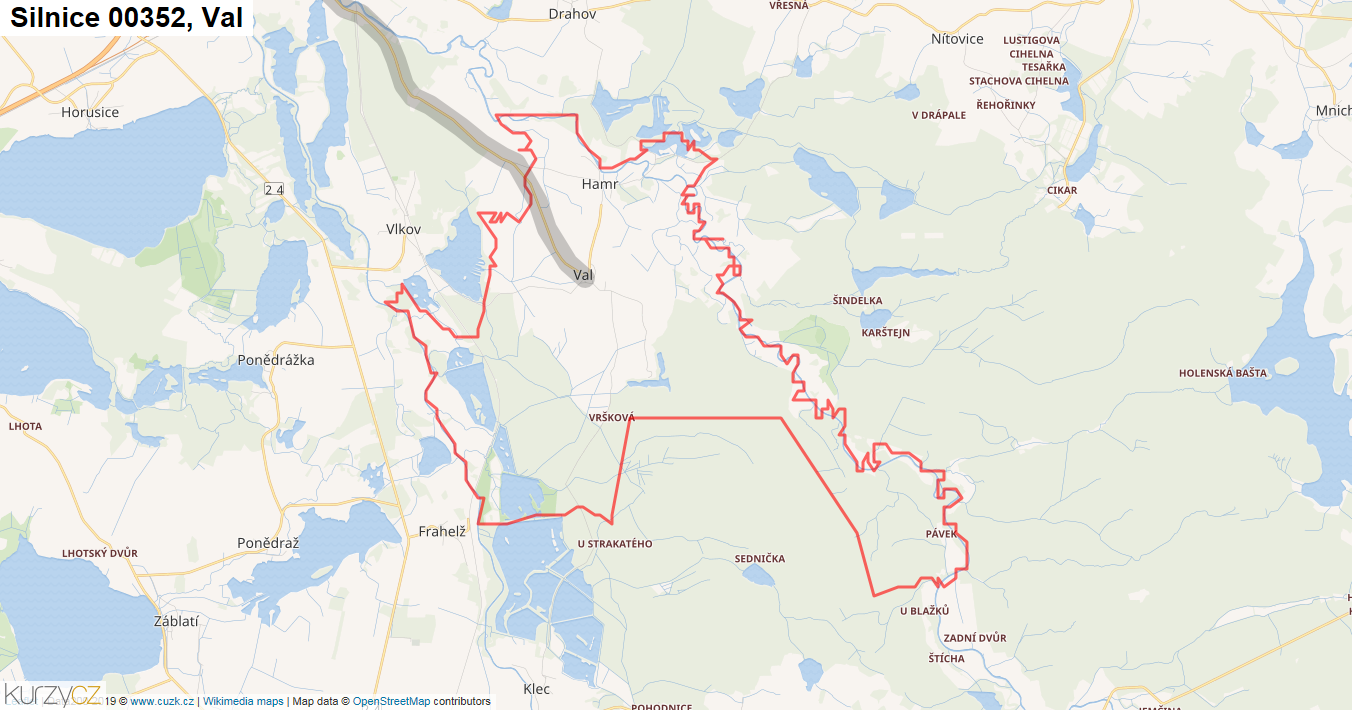 Val, Silnice 00352 - Mapa