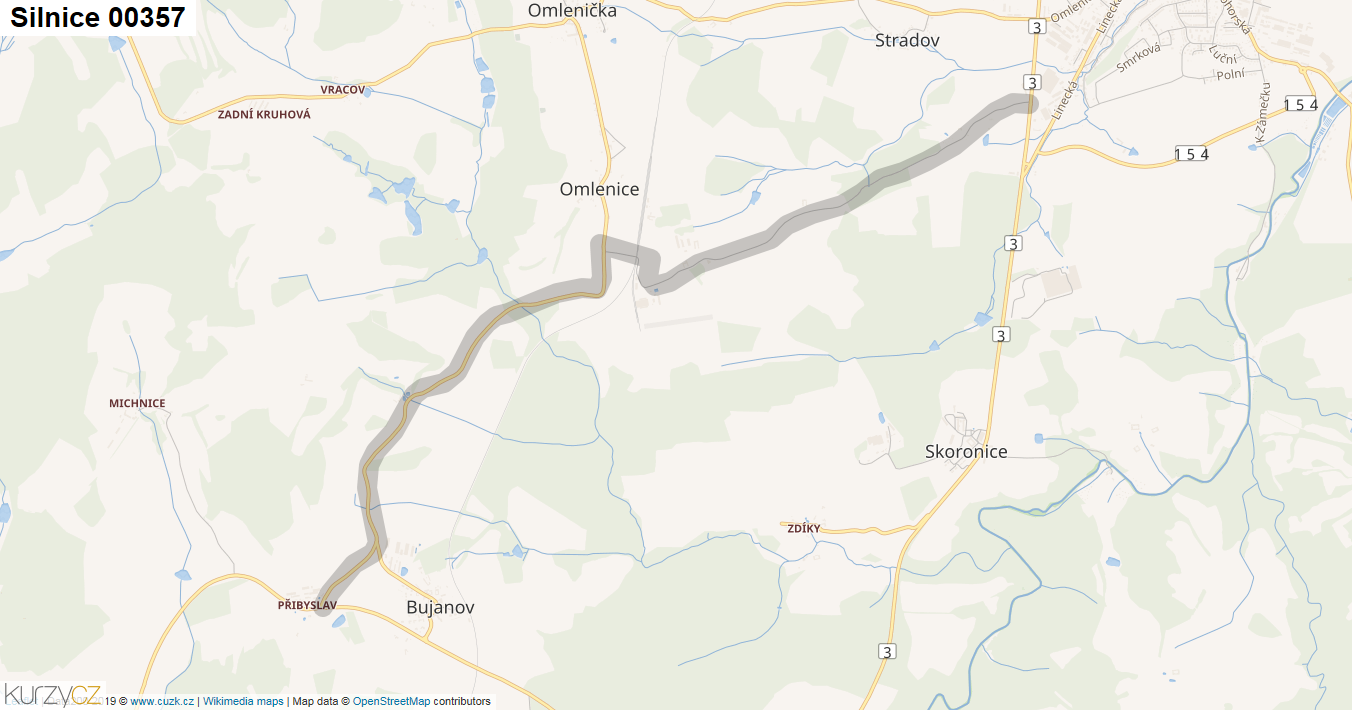 Silnice 00357 - mapa Silnice 00357