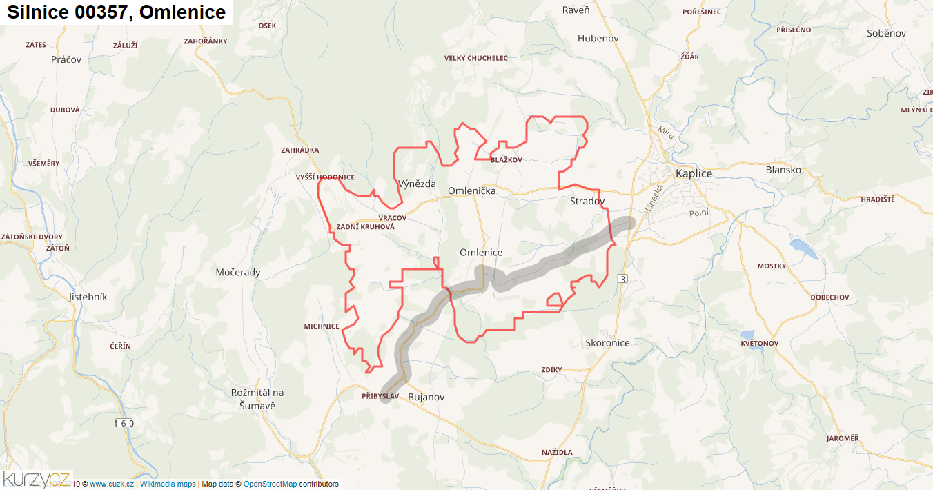 Omlenice, Silnice 00357 - Mapa