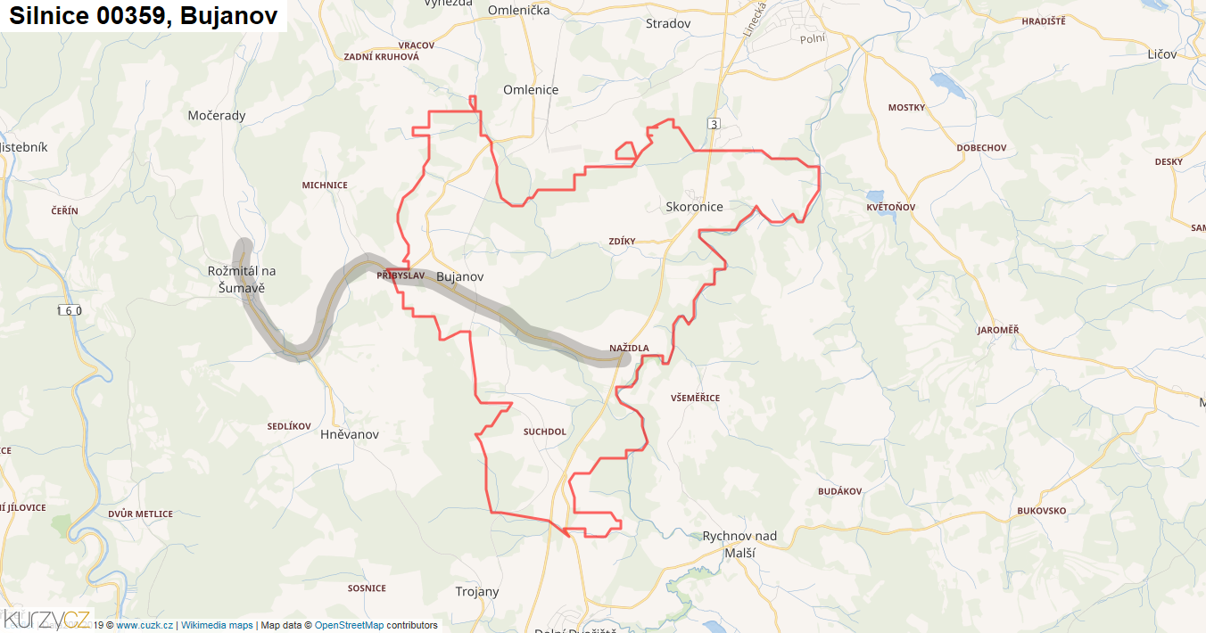 Bujanov, Silnice 00359 - Mapa