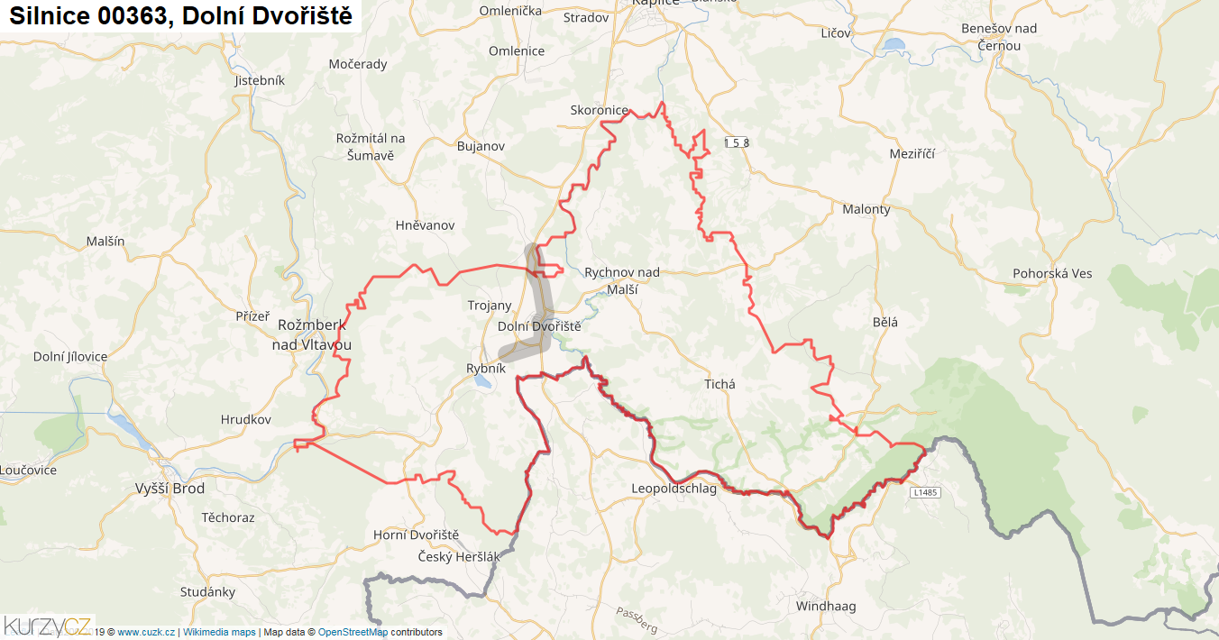 Dolní Dvořiště, Silnice 00363 - Mapa