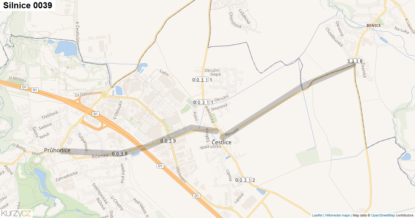 Silnice 0039 - mapa Silnice 0039