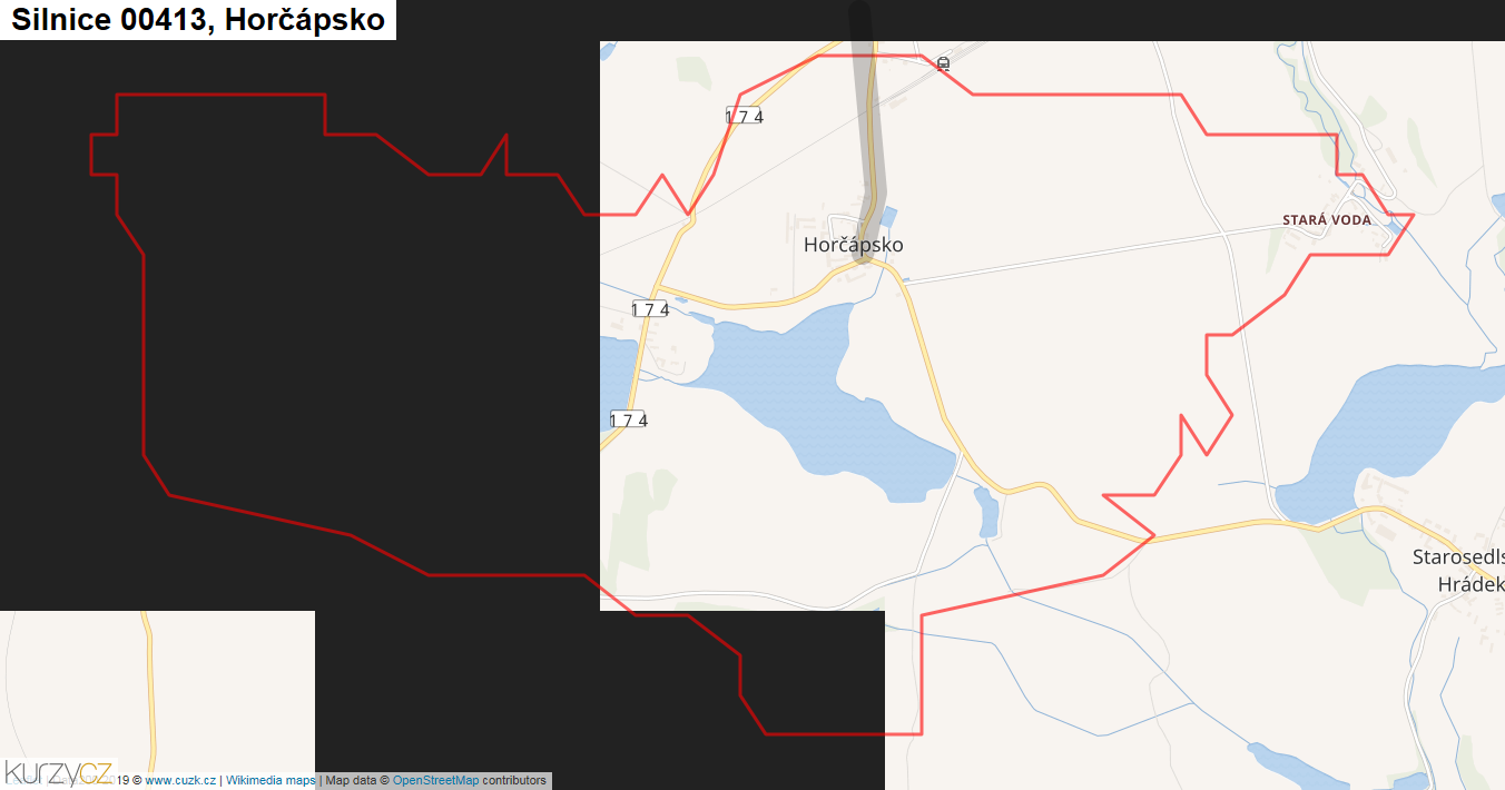 Horčápsko, Silnice 00413 - Mapa