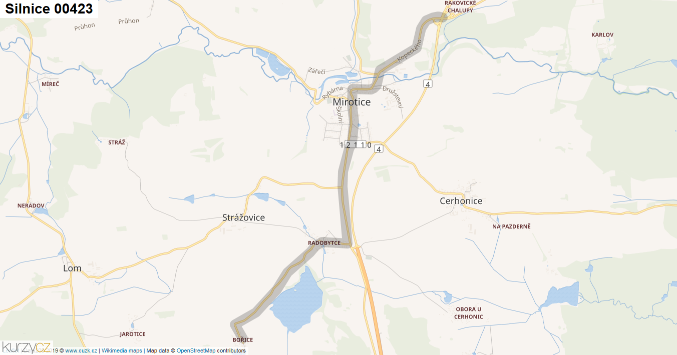 Silnice 00423 - mapa Silnice 00423