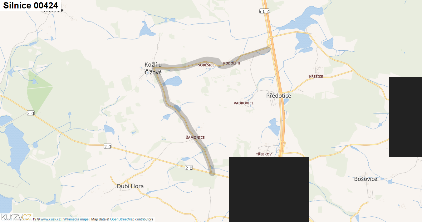 Silnice 00424 - mapa Silnice 00424