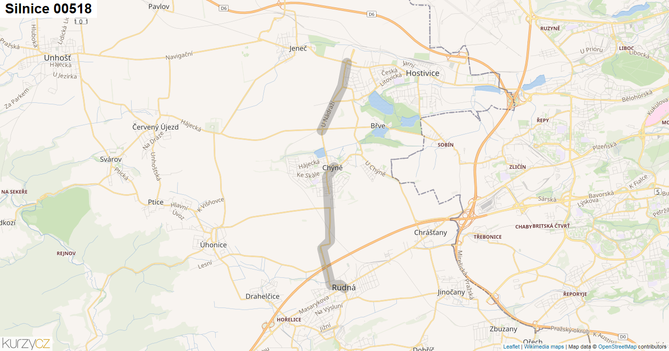 Silnice 00518 - mapa Silnice 00518