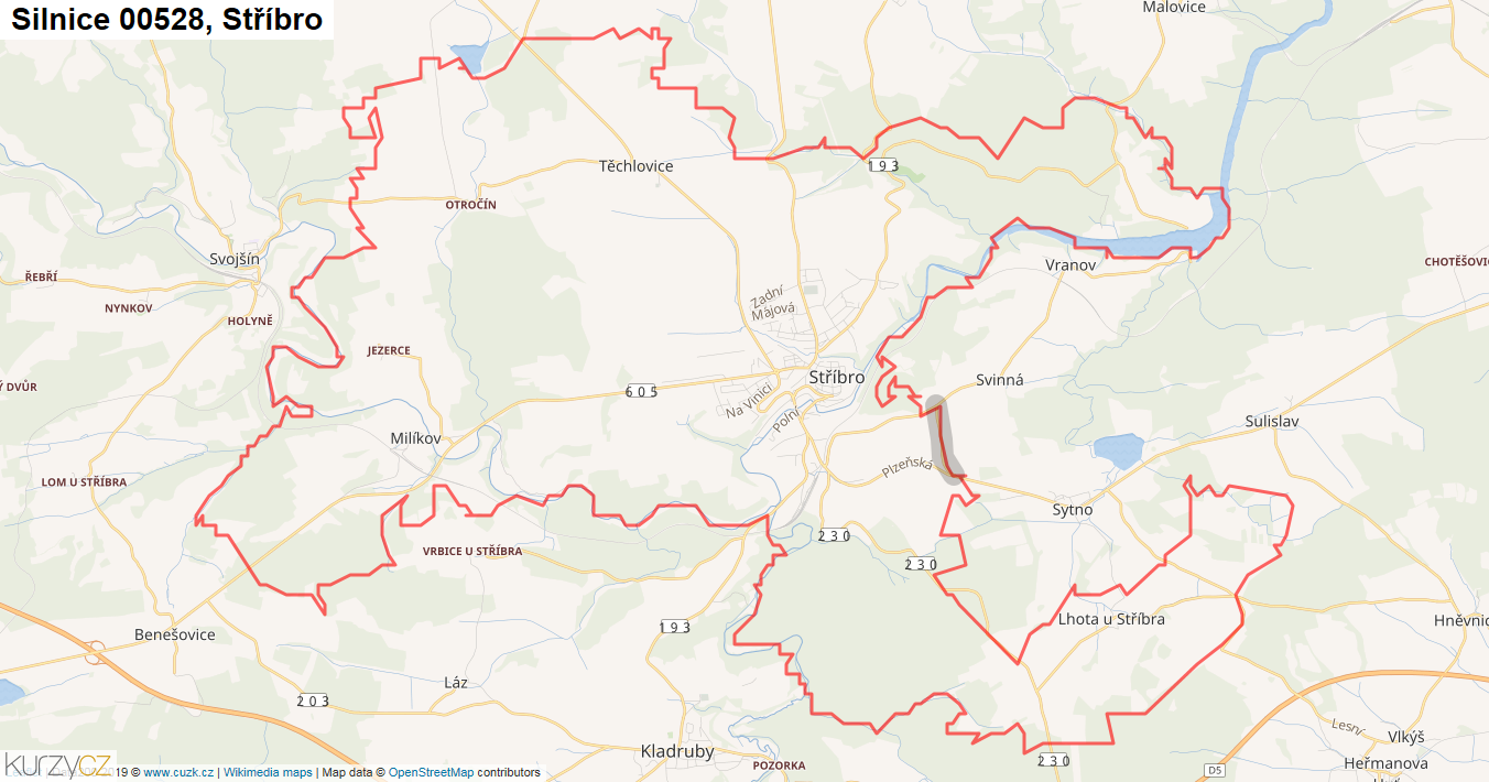 Stříbro, Silnice 00528 - Mapa