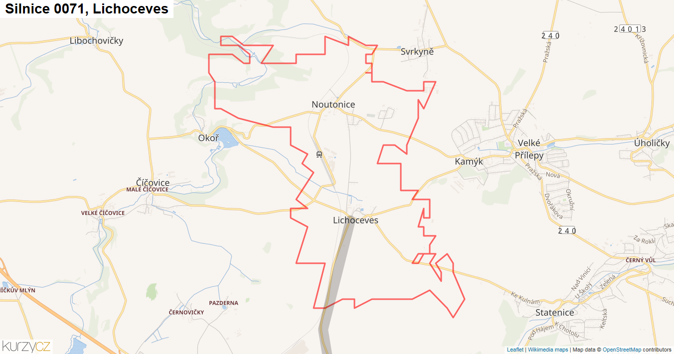 Lichoceves, Silnice 0071 - Mapa
