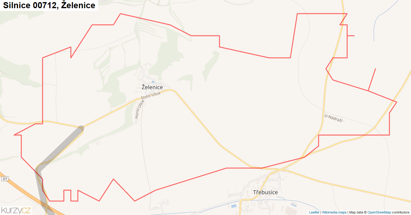 Želenice, Silnice 00712 - Mapa